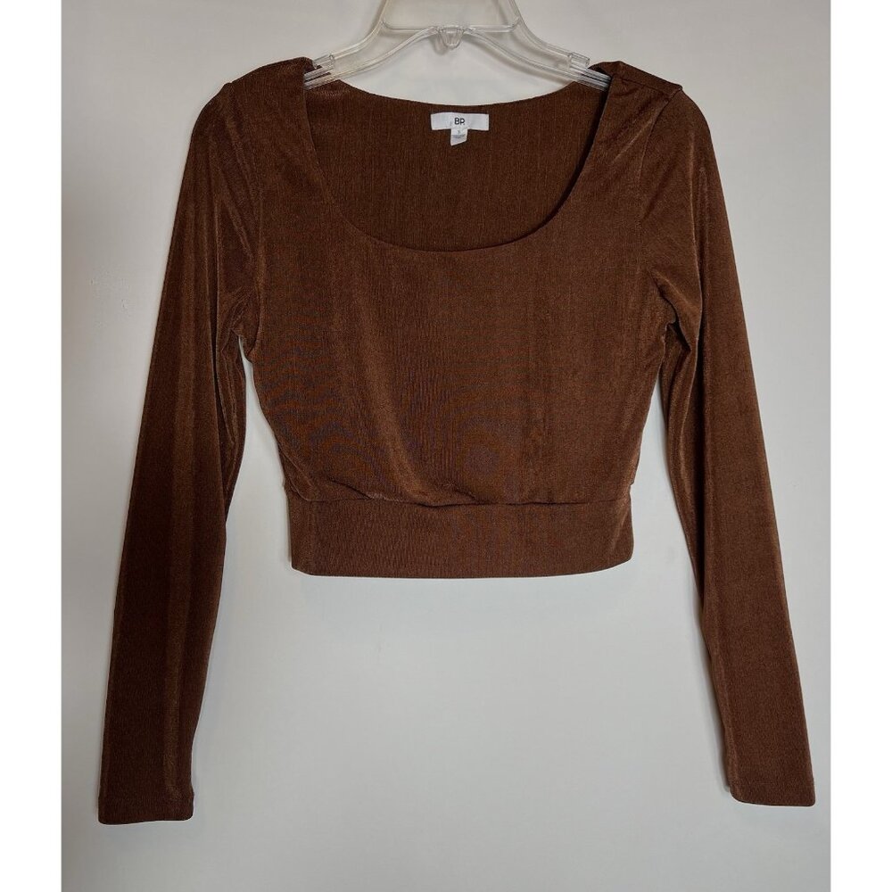 BP. Long Sleeve Crop Top Copper Brown Shimmer Women’s Size Small - Picture 1 of 10